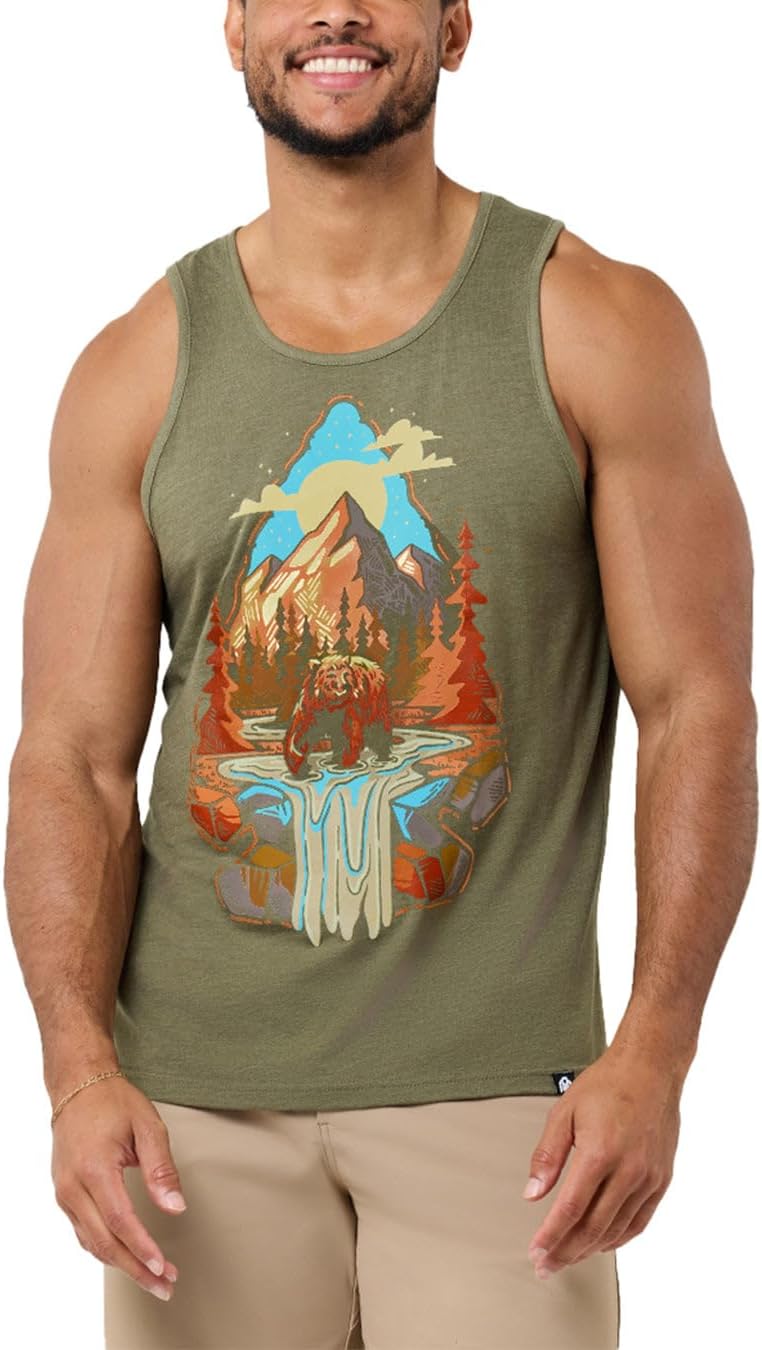 Men's Bear Mountain Nature Graphic Tank Top 1 Men's Bear Mountain Nature Graphic Tank Top