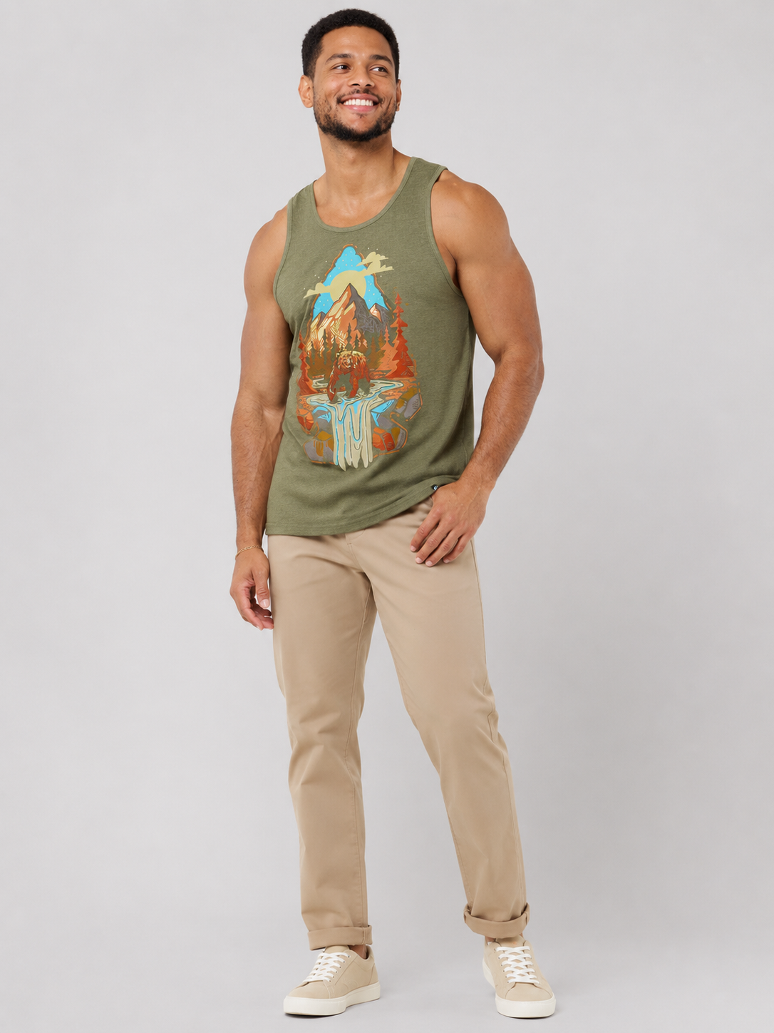 Men's Bear Mountain Nature Graphic Tank Top 3 Men's Bear Mountain Nature Graphic Tank Top - Image 3
