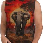 Men's Elephant Sunset Graphic Athletic Mesh Tank Top