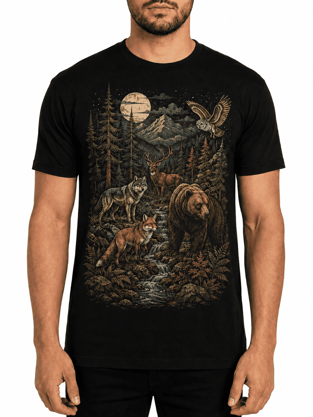 Men's Forest Wildlife Outdoor Nature Graphic T-Shirt 1 Men's Forest Wildlife Outdoor Nature Graphic T-Shirt