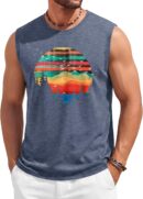 Men's Geometric Nature Sunset Hawaiian Vintage Tank Top