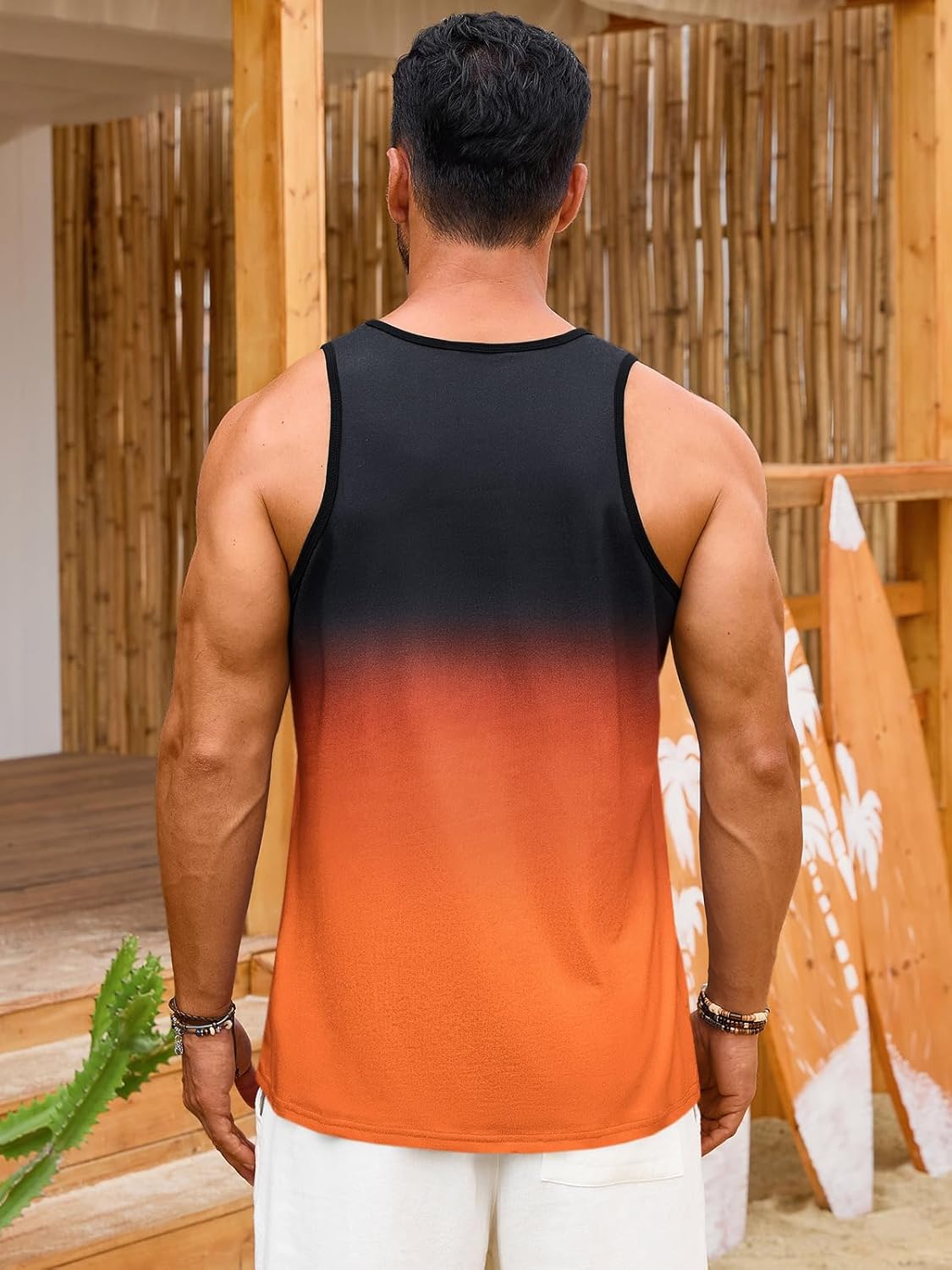 Men's Gradient Palm Tree Hawaiian Summer Muscle Tank 3 Men's Gradient Palm Tree Hawaiian Summer Muscle Tank - Image 3