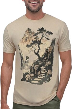 Men's Mountain Pine Landscape Nature Graphic T-Shirt