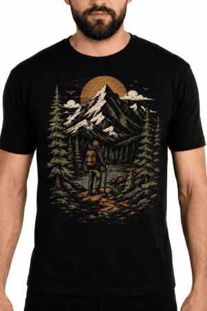 Men's Mountain Wilderness Adventure Nature Graphic T-Shirt