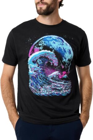 Men's Ocean Wave Moon Nature Graphic T-Shirt