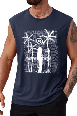 Men's Palm Tree Beach Summer Vacation Muscle Tank
