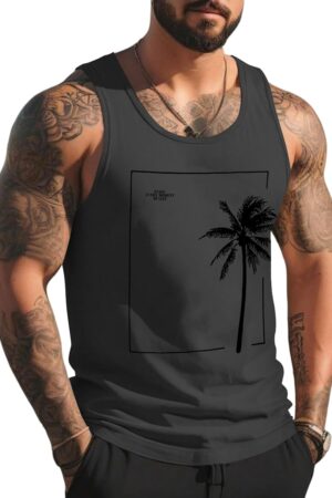 Men's Palm Tree Hawaiian Beach Vacation Muscle Tank