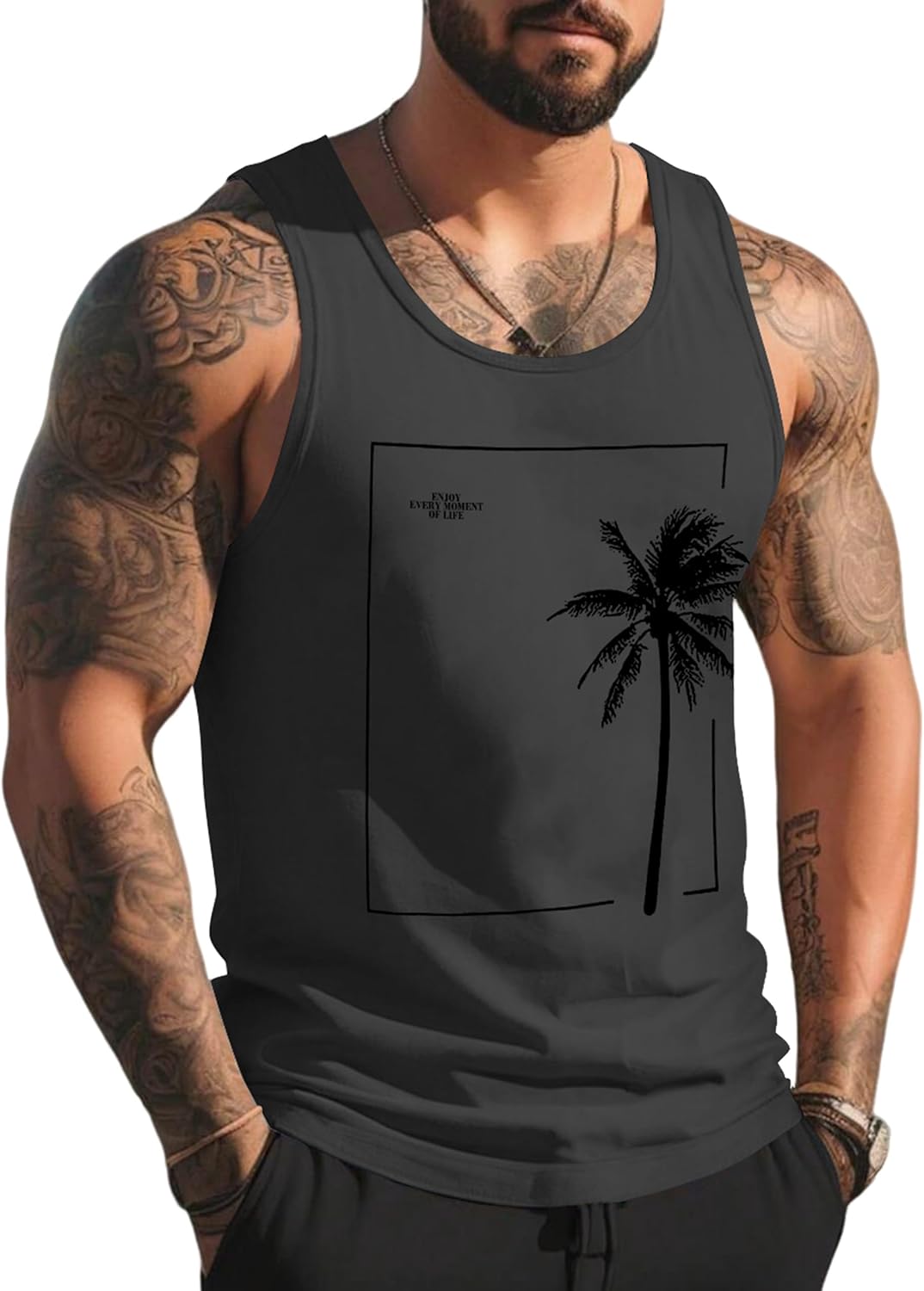 Men's Palm Tree Hawaiian Beach Vacation Muscle Tank 1 Men's Palm Tree Hawaiian Beach Vacation Muscle Tank