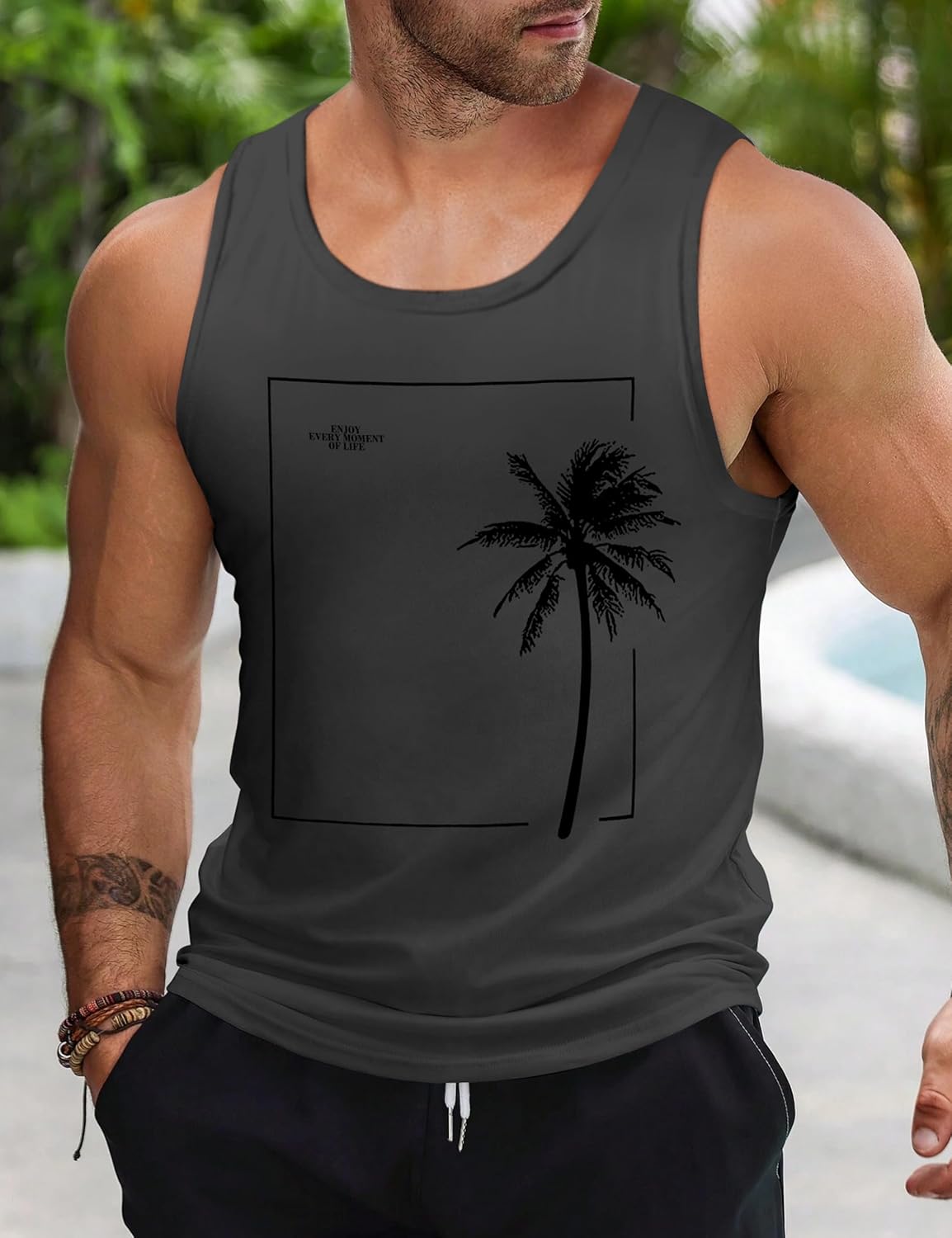 Men's Palm Tree Hawaiian Beach Vacation Muscle Tank 3 Men's Palm Tree Hawaiian Beach Vacation Muscle Tank - Image 3