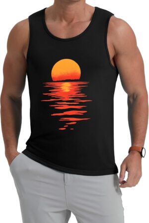 Men's Sunset Ocean Nature Graphic Tank Top