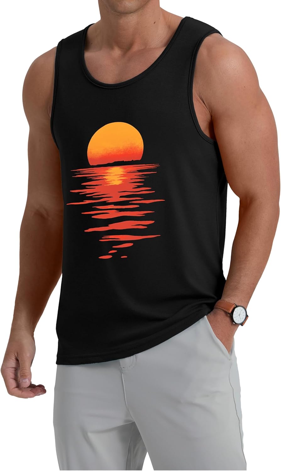 Men's Sunset Ocean Nature Graphic Tank Top 2 Men's Sunset Ocean Nature Graphic Tank Top - Image 2