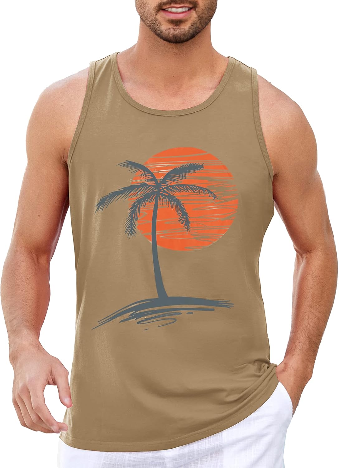 Men's Vintage Palm Tree Gym Workout Muscle Tank 1 Men's Vintage Palm Tree Gym Workout Muscle Tank