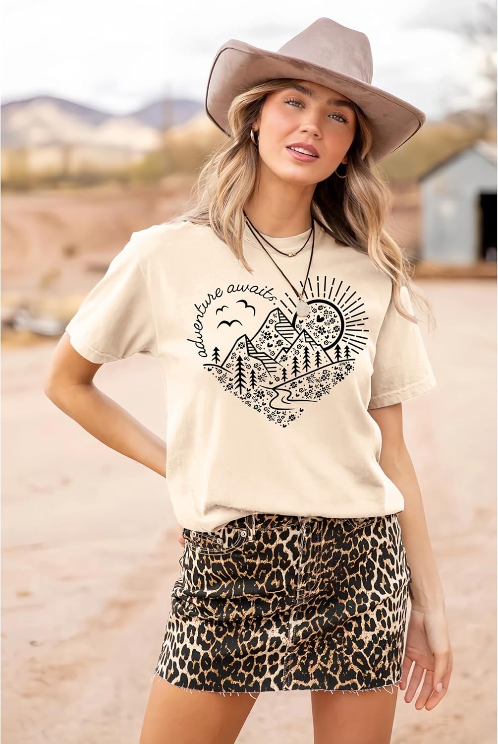 Women's Adventure Awaits Mountain Hiking Graphic T-Shirt 2 Women's Adventure Awaits Mountain Hiking Graphic T-Shirt - Image 2
