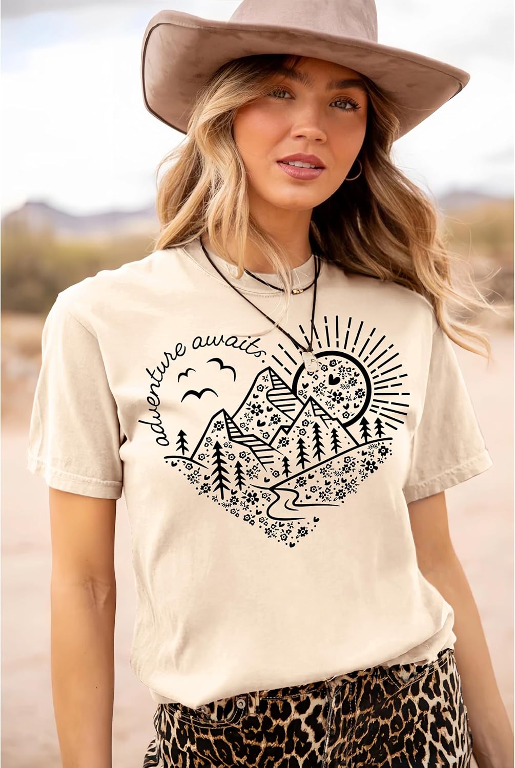 Women's Adventure Awaits Mountain Hiking Graphic T-Shirt 3 Women's Adventure Awaits Mountain Hiking Graphic T-Shirt - Image 3