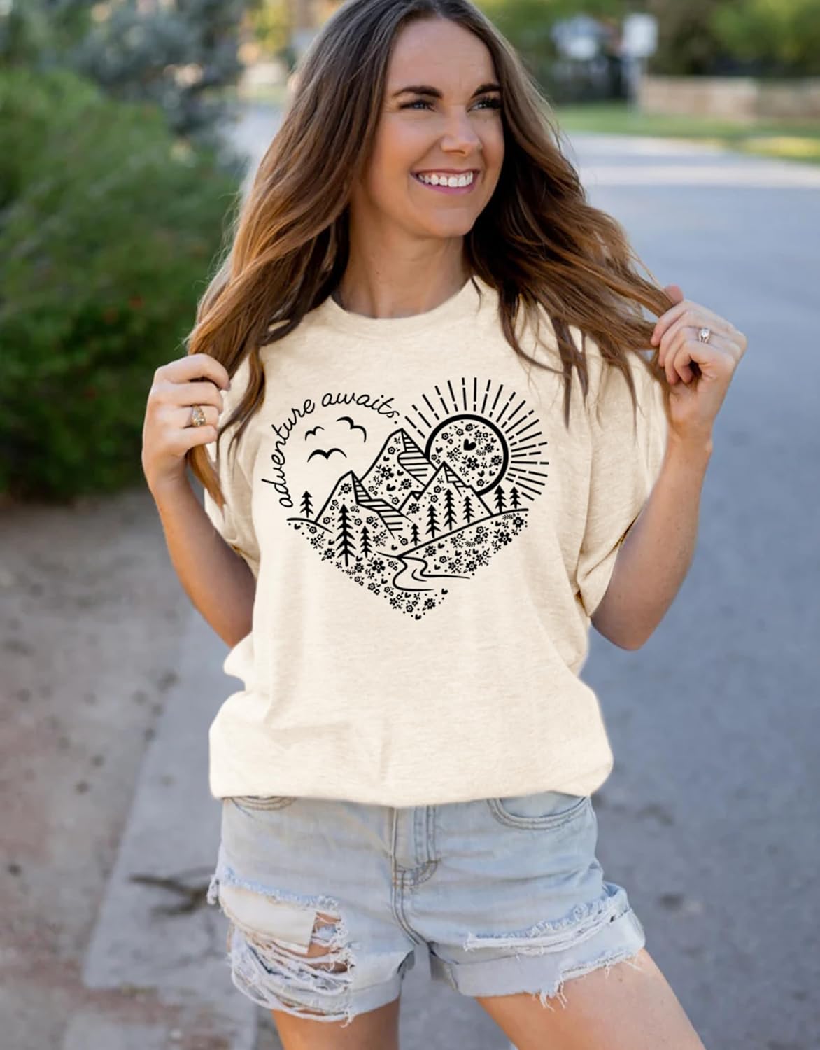 Women's Adventure Awaits Mountain Hiking Graphic T-Shirt 4 Women's Adventure Awaits Mountain Hiking Graphic T-Shirt - Image 4