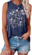 Women's Boho Floral Graphic Loose Summer Tank Top