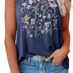 Women's Boho Floral Graphic Loose Summer Tank Top