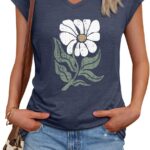 Women's Boho Wildflowers Cottagecore V-Neck Graphic T-Shirt