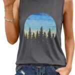 Women's Casual Crewneck Loose Graphic Summer Tank Top