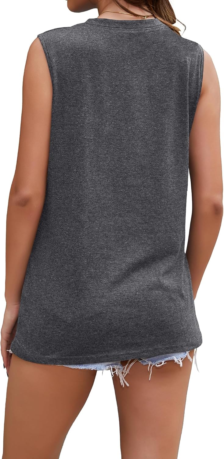 Women's Casual Crewneck Loose Graphic Summer Tank Top 3 Women's Casual Crewneck Loose Graphic Summer Tank Top - Image 3