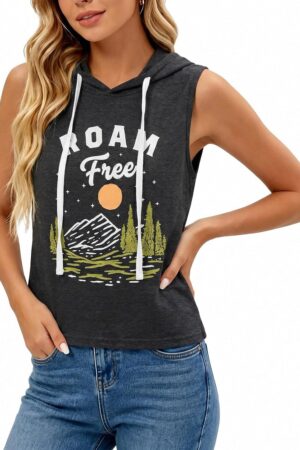 Women's Mountain Hiking Outdoor Sleeveless Hooded Tank