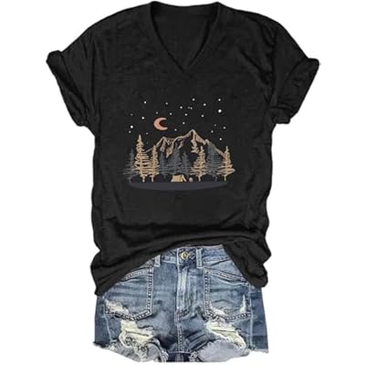 Women's Night Sky Hiking Mountain Graphic T-Shirt 3 Women's Night Sky Hiking Mountain Graphic T-Shirt - Image 3