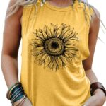 Women's Sunflower Nature Graphic Summer Tank Top