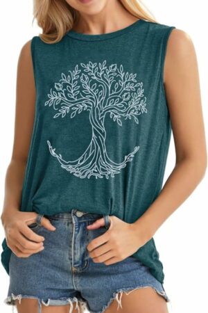 Women's Tree of Life Nature Graphic Sleeveless Tank Top