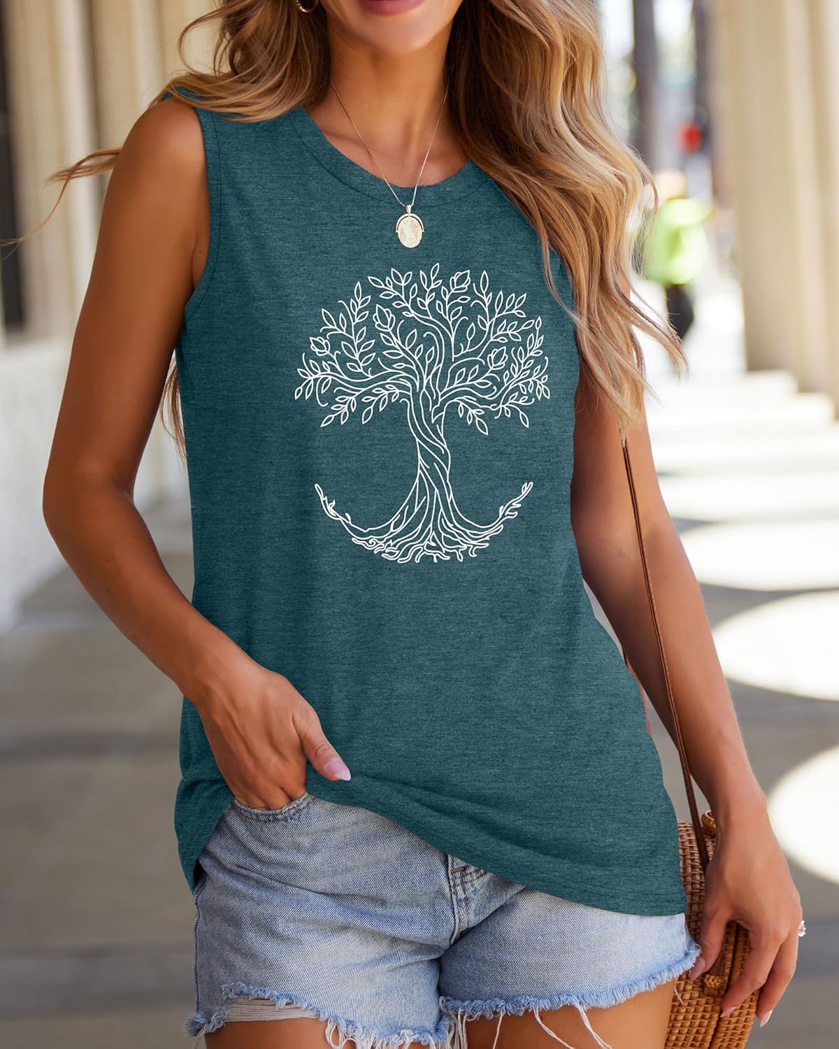 Women's Tree of Life Nature Graphic Sleeveless Tank Top 2 Women's Tree of Life Nature Graphic Sleeveless Tank Top - Image 2