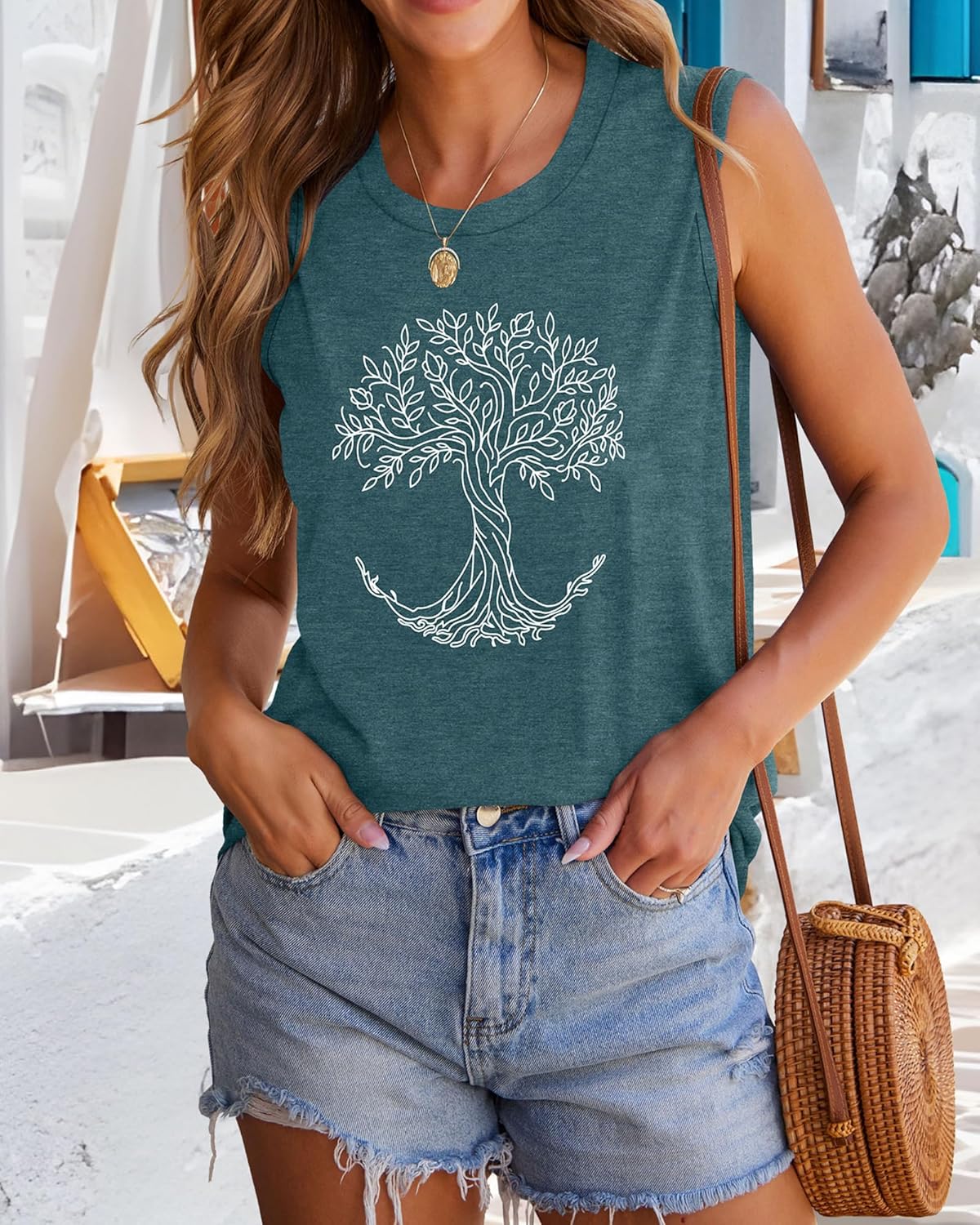 Women's Tree of Life Nature Graphic Sleeveless Tank Top 3 Women's Tree of Life Nature Graphic Sleeveless Tank Top - Image 3