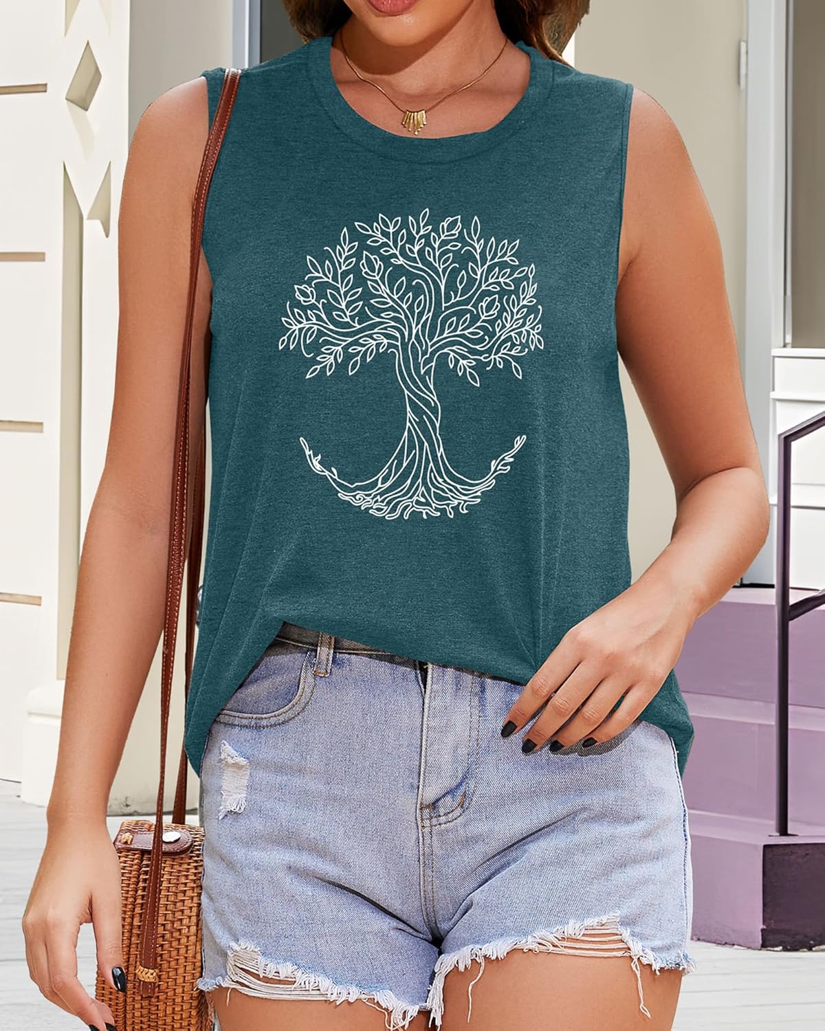 Women's Tree of Life Nature Graphic Sleeveless Tank Top 4 Women's Tree of Life Nature Graphic Sleeveless Tank Top - Image 4