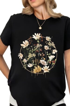 Women's Vintage Boho Floral Wildflowers Graphic T-Shirt