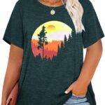Women's Vintage Sunrise Camping Nature Graphic T-Shirt