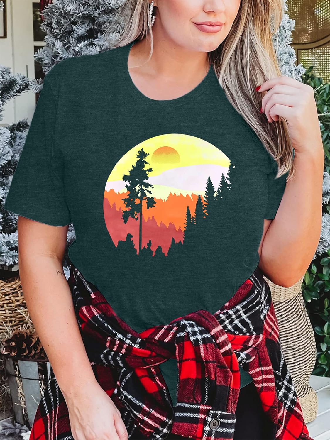 Women's Vintage Sunrise Camping Nature Graphic T-Shirt 2 Women's Vintage Sunrise Camping Nature Graphic T-Shirt - Image 2
