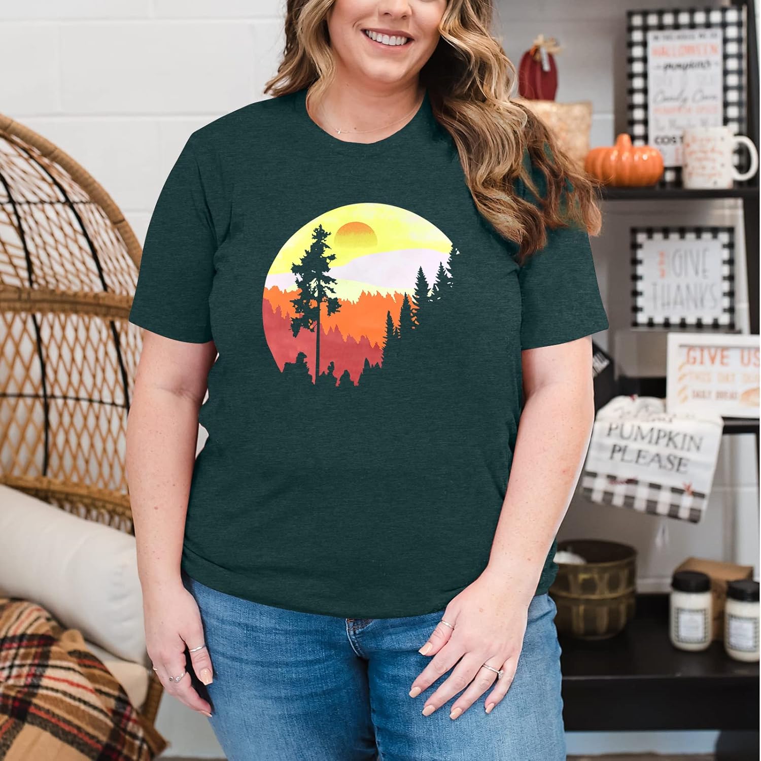 Women's Vintage Sunrise Camping Nature Graphic T-Shirt 3 Women's Vintage Sunrise Camping Nature Graphic T-Shirt - Image 3